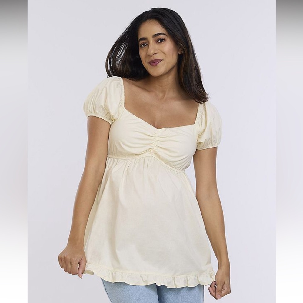 NWT Motherhood Maternity winter white Puff Sleeve Off shoulder
